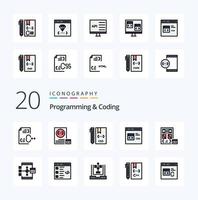 20 programmering en codering lijn gevulde kleur icoon pak Leuk vinden ontwikkelen app ontwikkeling ontwikkeling css vector