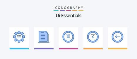 ui essentials blauw 5 icoon pak inclusief koppel. pijl. bestanden. navigatie. Hamburger. creatief pictogrammen ontwerp vector