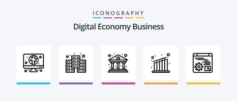 digitaal economie bedrijf lijn 5 icoon pak inclusief digitaal. instelling. codering. bladzijde. coderen. creatief pictogrammen ontwerp vector