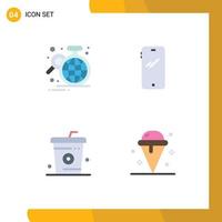 reeks van 4 modern ui pictogrammen symbolen tekens voor analyse iphone wereldbol slim telefoon Koken bewerkbare vector ontwerp elementen