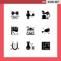 reeks van 9 modern ui pictogrammen symbolen tekens voor gebouw blad video camera Canada sleutel bewerkbare vector ontwerp elementen