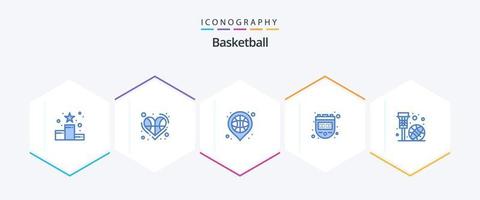 basketbal 25 blauw icoon pak inclusief tijdopnemer. chronometer. liefde. sport. plaats vector