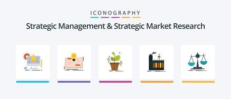 strategisch beheer en strategisch markt Onderzoek vlak 5 icoon pak inclusief wet. rook. fabriek. bedrijf. molen. creatief pictogrammen ontwerp vector