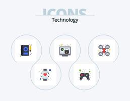 technologie vlak icoon pak 5 icoon ontwerp. controleren. scherm. video spel. op slot doen. reparatie vector
