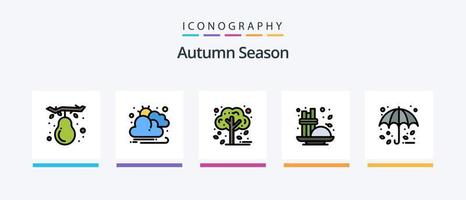 herfst lijn gevulde 5 icoon pak inclusief Peer. val. Schep. herfst. blad. creatief pictogrammen ontwerp vector