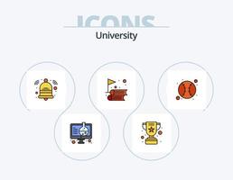 Universiteit lijn gevulde icoon pak 5 icoon ontwerp. laboratorium. experiment. sport. bal vector