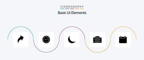eenvoudig ui elementen glyph 5 icoon pak inclusief dag. foto. maan. afbeelding. camera vector