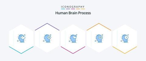 menselijk hersenen werkwijze 25 blauw icoon pak inclusief aan het leren. menselijk. puzzel. hoofd. taart tabel vector