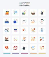 creatief stoppen roken 25 vlak icoon pak zo net zo uit. asbakje. denken. niet toegestaan. blok vector