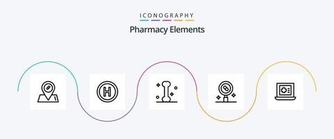 apotheek elementen lijn 5 icoon pak inclusief pillen. medisch . Gezondheid . vector