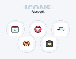 facebook lijn gevulde icoon pak 5 icoon ontwerp. emoji. naaizakje. kalender. koffer. zak vector