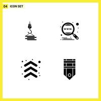 bewerkbare vector lijn pak van 4 gemakkelijk solide glyphs van kraan wereldwijd haven motor pijlen bewerkbare vector ontwerp elementen