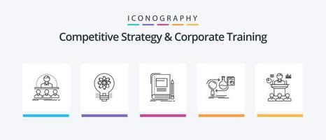 competitief strategie en zakelijke opleiding lijn 5 icoon pak inclusief netwerk. ontwikkeling. ontmoeting. heerser. leren. creatief pictogrammen ontwerp vector