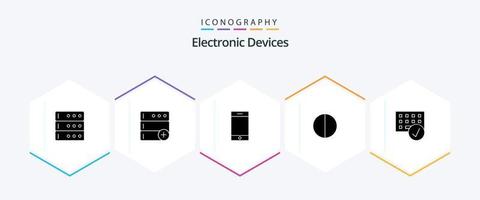 apparaten 25 glyph icoon pak inclusief . apparaatje. smartphone. apparaten. computers vector