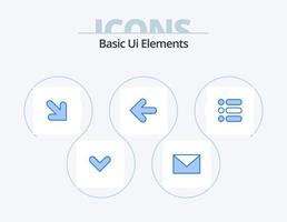 eenvoudig ui elementen blauw icoon pak 5 icoon ontwerp. tekst. lijst. pijl. punt rug. pijlen vector