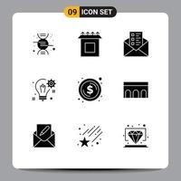 voorraad vector icoon pak van 9 lijn tekens en symbolen voor geld munt babbelen cirkel uitrusting bewerkbare vector ontwerp elementen