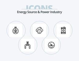 energie bron en macht industrie lijn icoon pak 5 icoon ontwerp. licht. bouw. brand. lading. schip vector