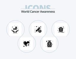 wereld kanker bewustzijn glyph icoon pak 5 icoon ontwerp. kanker. injectie. geneesmiddel. Gezondheid. kanker vector