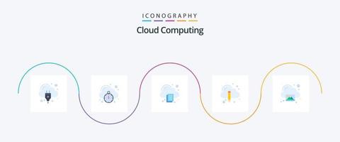 wolk berekenen vlak 5 icoon pak inclusief foto. afbeelding. wolk. wolk. potlood vector