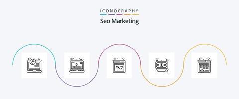 seo afzet lijn 5 icoon pak inclusief marketing. bladwijzer. pijl. geld. bank vector