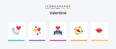 Valentijn vlak 5 icoon pak inclusief liefde. valentijnskaarten. liefde. valentijn. liefde. creatief pictogrammen ontwerp vector