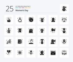 vrouwen dag 25 solide glyph icoon pak inclusief toespraak. vrouw. dag. communicatie. Dames vector