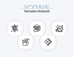 Ramadan lijn icoon pak 5 icoon ontwerp. tapijt. tapijt. lepel. kalligrafie. Mark vector