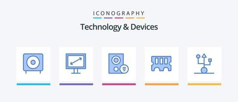 apparaten blauw 5 icoon pak inclusief apparaten. RAM. computers. geheugen. signaal. creatief pictogrammen ontwerp vector