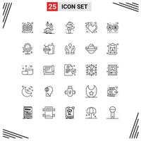 voorraad vector icoon pak van 25 lijn tekens en symbolen voor heet vlam geld brand teken bewerkbare vector ontwerp elementen
