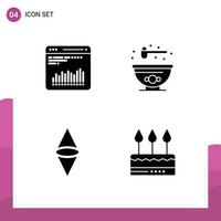 voorraad vector icoon pak van 4 lijn tekens en symbolen voor tabel cryptogeld diagnostisch voedsel taart bewerkbare vector ontwerp elementen