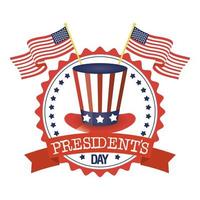 president day hat met usa vlag zegel stempel vector