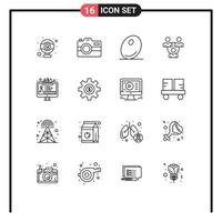 schets pak van 16 universeel symbolen van Bewerk gereedschap gereedschap olijf- ontwerp kantoor bewerkbare vector ontwerp elementen