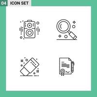 voorraad vector icoon pak van 4 lijn tekens en symbolen voor audio gom koppel zoeken gereedschap bewerkbare vector ontwerp elementen