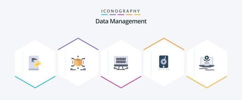 gegevens beheer 25 vlak icoon pak inclusief opslag. het dossier. doos. gegevens. web vector