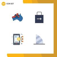 4 universeel vlak icoon tekens symbolen van Australië digitaal vlag slot stootkussen smartphone bewerkbare vector ontwerp elementen