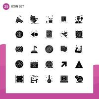 mobiel koppel solide glyph reeks van 25 pictogrammen van roman contant geld valuta boek spel bewerkbare vector ontwerp elementen