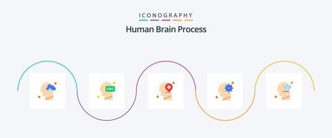 menselijk hersenen werkwijze vlak 5 icoon pak inclusief werkwijze. idee. kennis. hoofd. kaart vector