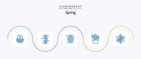 voorjaar blauw 5 icoon pak inclusief bloem. pot. roos. natuur. BES vector