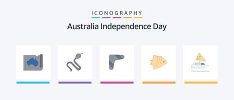 Australië onafhankelijkheid dag vlak 5 icoon pak inclusief koraal. wapen. Indië. reizen. boemerang. creatief pictogrammen ontwerp vector