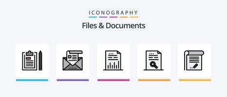 bestanden en documenten lijn gevulde 5 icoon pak inclusief document. account. document. lijst. contact. creatief pictogrammen ontwerp vector