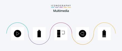 multimedia glyph 5 icoon pak inclusief . multimediaal. waarschuwing vector