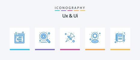 ux en ui blauw 5 icoon pak inclusief portefeuille. plaats. virus. pin. plaats. creatief pictogrammen ontwerp vector