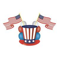 president day hat met usa vlaggen en helium ballonnen vector illustratie ontwerp