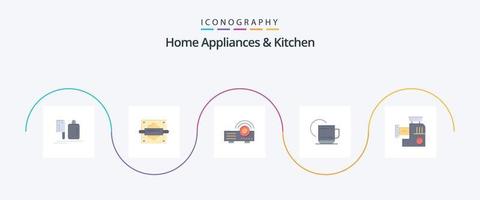 huis huishoudelijke apparaten en keuken vlak 5 icoon pak inclusief mixer. hotel . keuken. heet . onderhoud vector