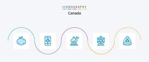 Canada blauw 5 icoon pak inclusief hoed. wiel. chef. park. vlag vector