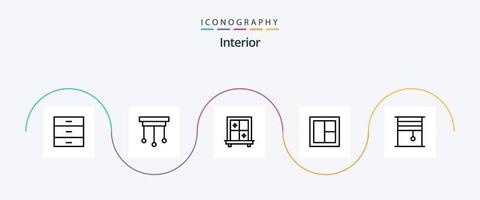 interieur lijn 5 icoon pak inclusief interieur. gordijn. interieur. houten. interieur vector