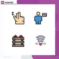 reeks van 4 modern ui pictogrammen symbolen tekens voor gebaar krat avatar credit voedsel bewerkbare vector ontwerp elementen