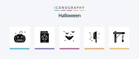 halloween glyph 5 icoon pak inclusief moord. verschrikking. heks. halloween. nacht. creatief pictogrammen ontwerp vector