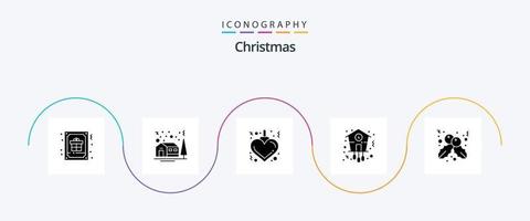 Kerstmis glyph 5 icoon pak inclusief BES. uurwerk. winter. tijd. Kerstmis vector