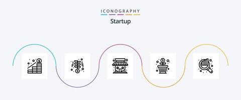 opstarten lijn 5 icoon pak inclusief grafiek. geld groei. markt. geld. bloem vector
